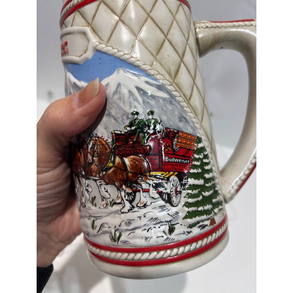 VTG Budweiser Holiday Stein 1985 Limited Edition Clydesdales Mug Multi-Color - Picture 10 of 11